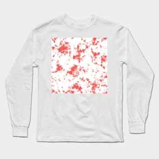 Coral red and white marble - Tie-Dye Shibori Texture Long Sleeve T-Shirt